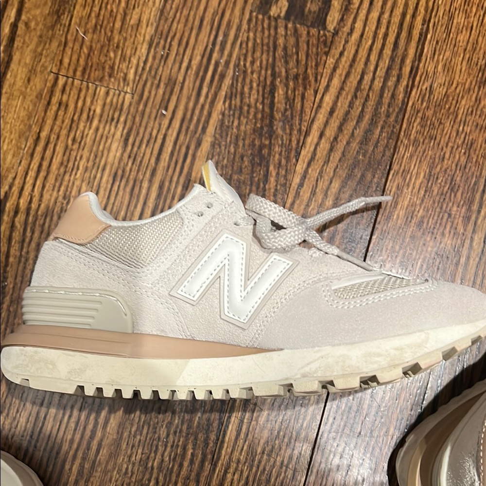 Beige Sneakers with White Accents